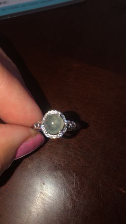 925 sterling silver jade ice color A grade cabochon ring size 9