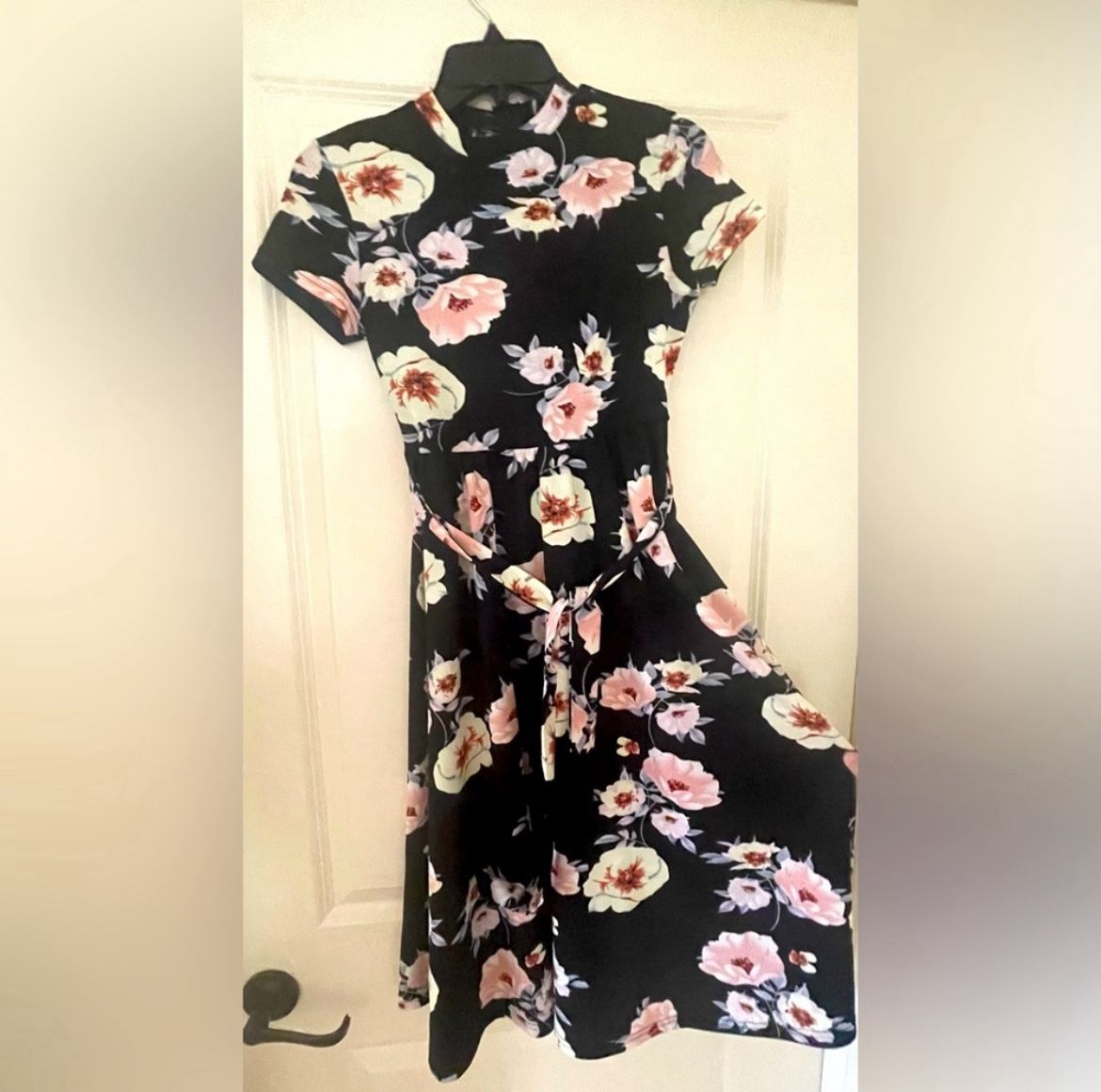 SHEIN Teen Girls Floral Print Belted Dress 12-13Y