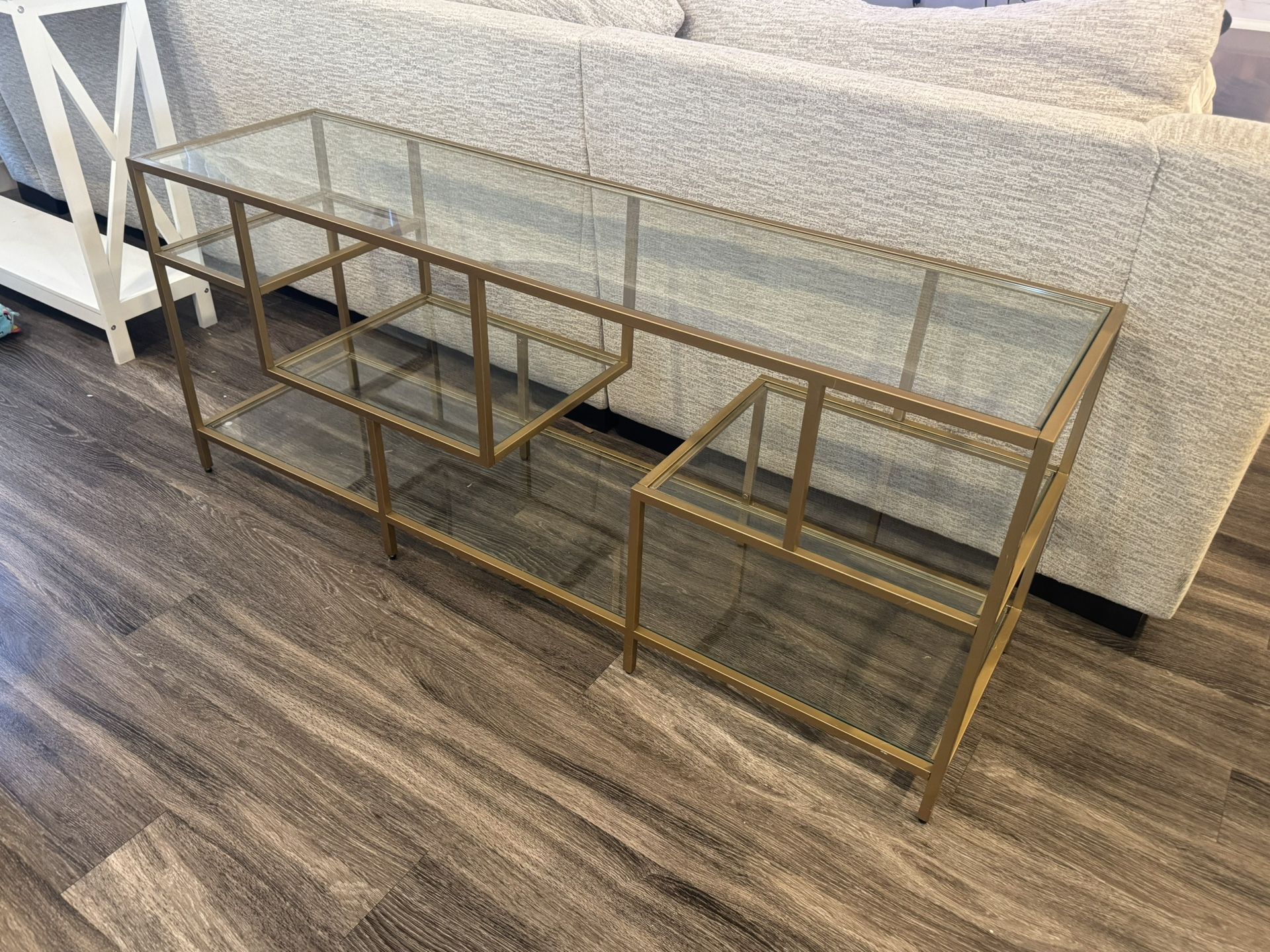 Modern Brass & Glass TV Console - Like New Price: $150 (Paid $399)