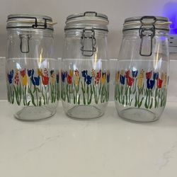 Vintage Arc France glass canisters 