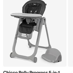 Chicco Polly Progress 5-in-1 Highchair - Minerale | Black