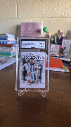 2023 Leaf Special Release Legends Achievement soccer card featuring Lionel Messi