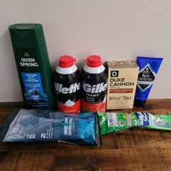 Mens Care Bundle 7 Items Body Wash Soap Razors Shaving Cream