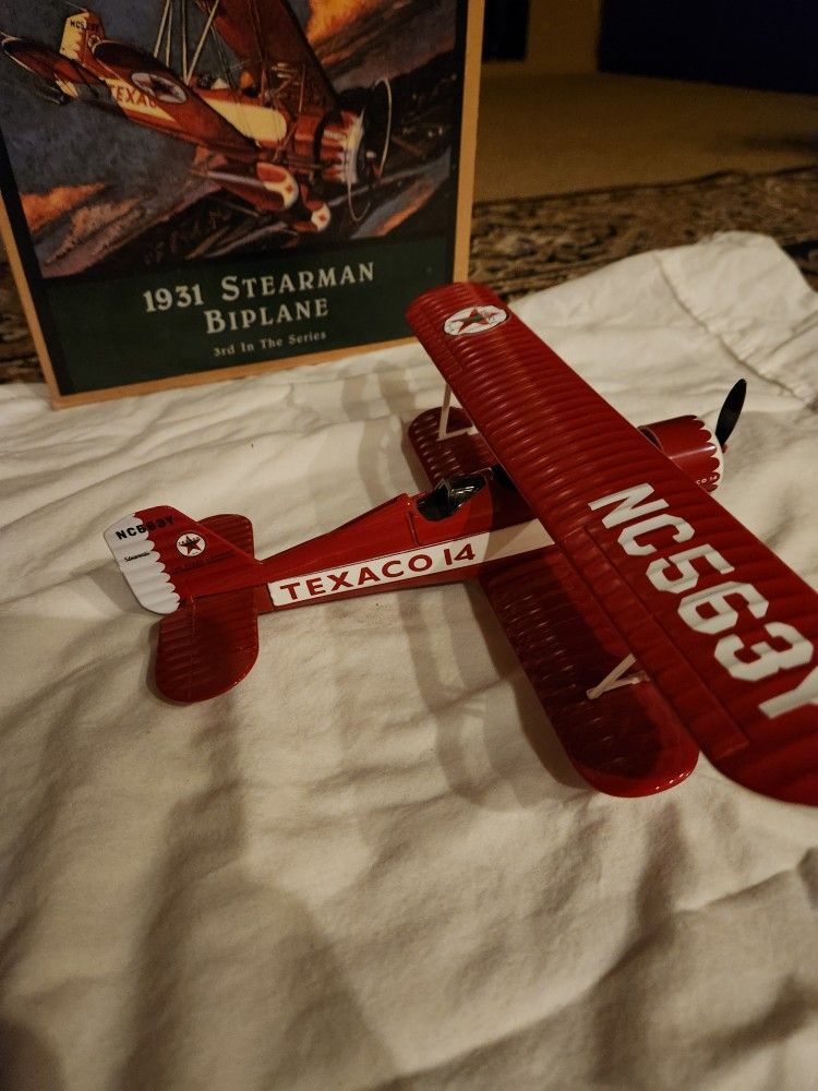 Texaco Metal Airplane- 1931 Stearman Bi- Plane