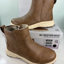 KHOMBU Women's Dusk All Weather Memory Foam Boots - Brown - size 7