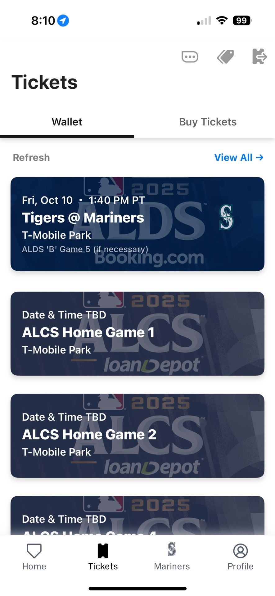 (2) 10/10/25 2025 Seattle Mariners ALDS Game 5 Playoff Tickets Friday T-Mobile Park
