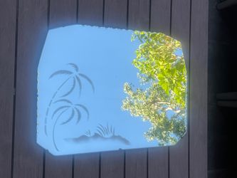 Vintage 70s 80s Postmodern Retro Art Deco Etched Engraved Palm Tree Mirror
