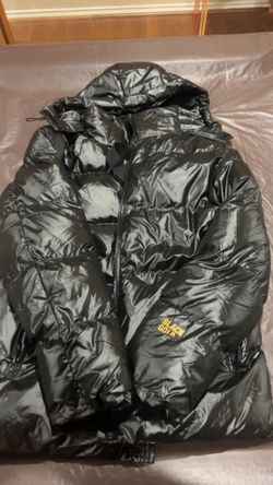 Black Gold Hooded Puffer Jacket – Black – Size L