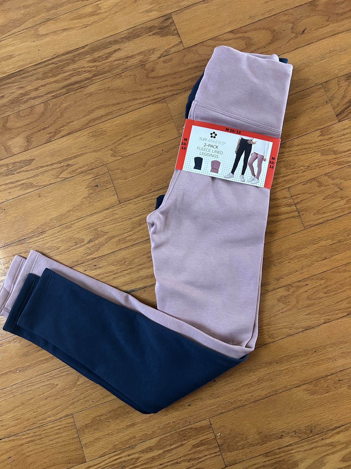 NWT Tuff Athletics girls Fleece Leggings 2 pack size M 10/12