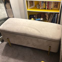 Grey Velvet Storage Ottoman