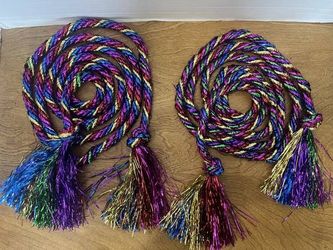 2 Multicolor Metallic Christmas Garland Purple, Emerald, Blue, Gold