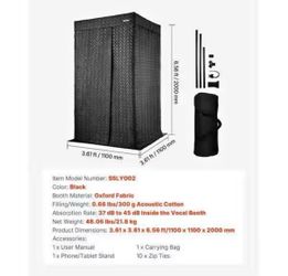 6.56 ft Portable Vocal Booth Pro-Grade Recording Studio for Echo-Free Vocals