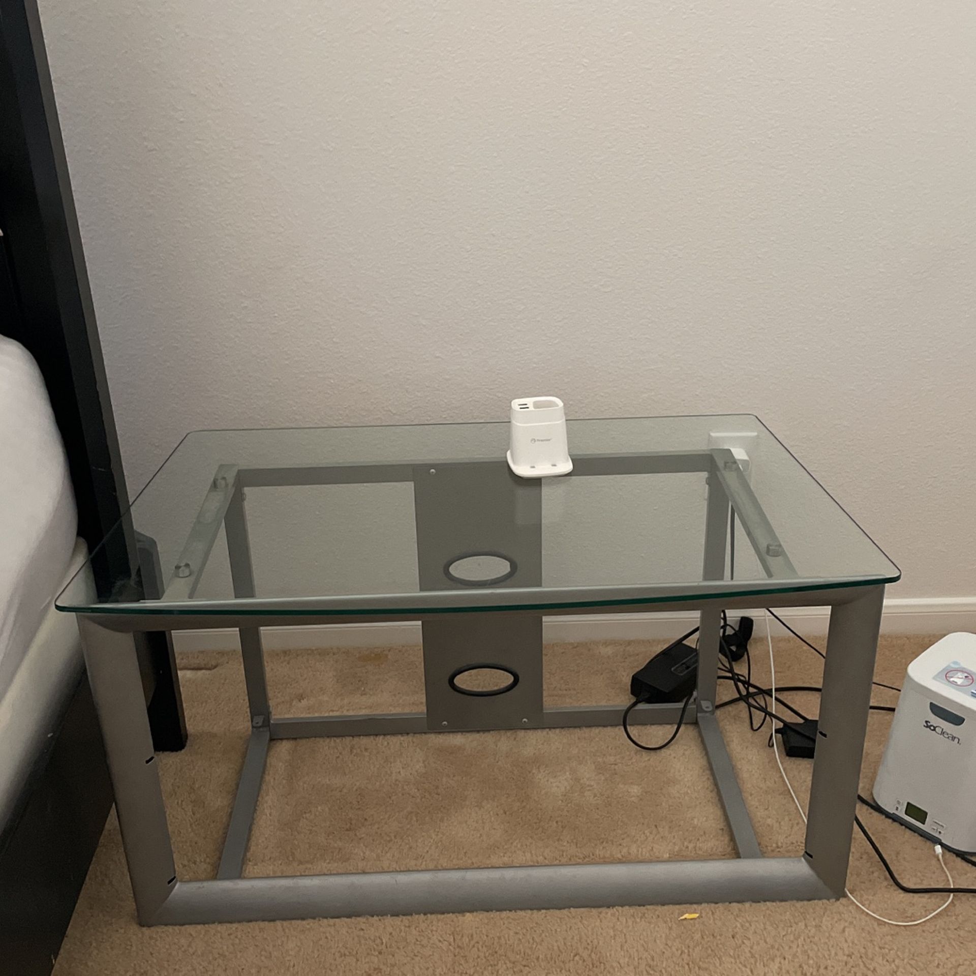 Glass Tv Stand Table End Desk 