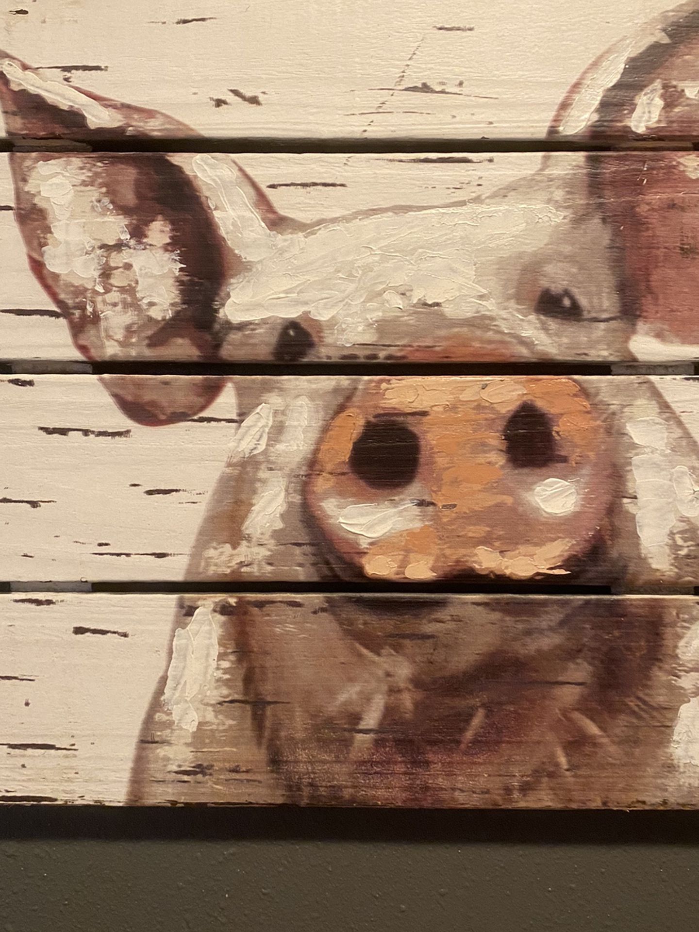 Farmhouse Pig And Cow Painted On Wood 