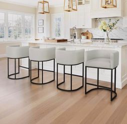 4X Light Gray color 26” fabric barstools