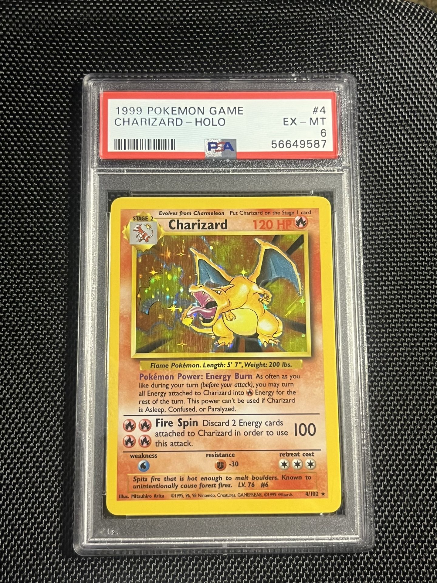CHARIZARD BASE SET 1999 POKEMON TCG UNLIMITED #4/102 psa 6