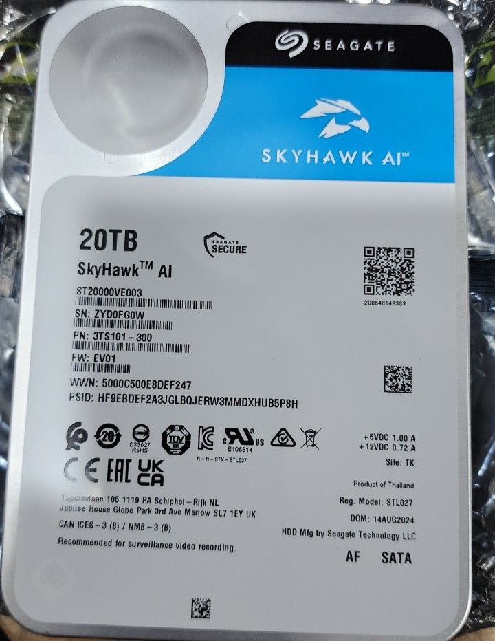 20tb Hdd Hard Drive Seagate SkyHawk Ai
