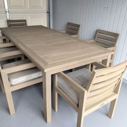 Outdoor patio teak wood table with 8 chairs 