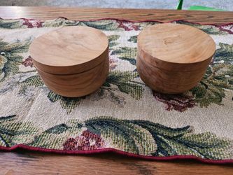 Vintage set of 2 Small Wooden spice container
