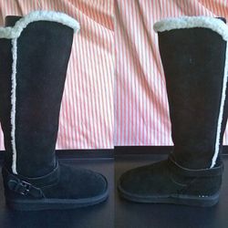 New - Nine West Genuine Suede Leather Black Boots, Size 6 
