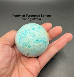 Peruvian Turquoise with Chrysocolla inclusions Genuine  Sphere 148.1g 52mm