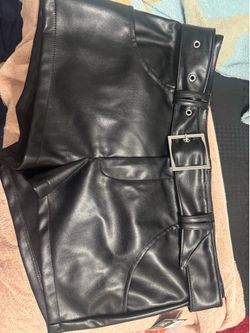 Black leather shorts