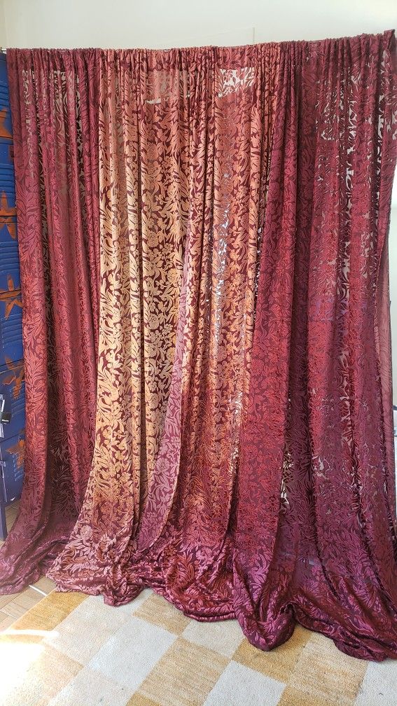 Pottery Barn x4 Burnout Velvet Curtain x2 Ombre OBO
