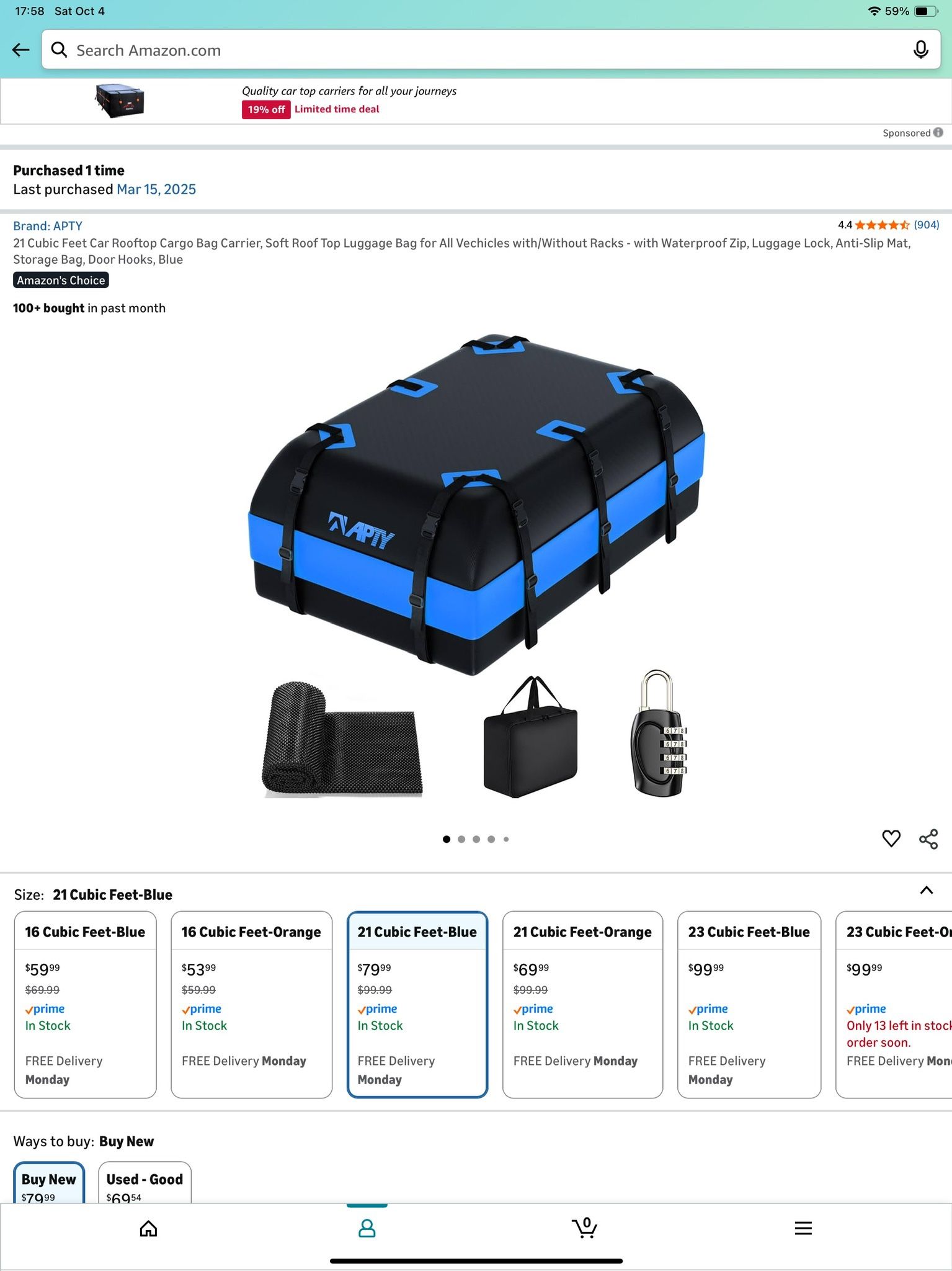 Rooftop Cargo Carrier
