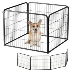 Dog Playpen Extender | 24 Inch, 4 Panels | Heavy Duty Metal Pet Exercise Pen | Indoor Outdoor Fence Panels | Rust-Resistant, Removable, Tool-Free Setu
