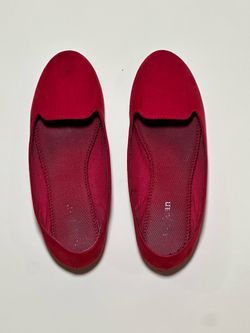 Red Suede Slip-On Ballet Flats