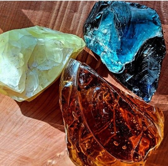 3 Pieces Of Beautiful Slag GLASS Paperweight Collectible Art