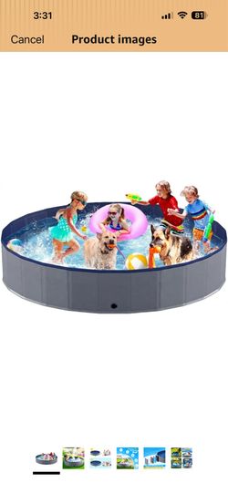 Niubya Portable Dog Pool, Foldable Pet Swimming Pool, Anti-Slip Collapsible Pet Bathtub, Hard Plastic Bath Pool for Pets Dogs and Cats, 97 x 16 Inches