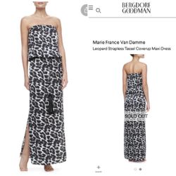 MARIE FRANCE VAN DAMME leopard Strapless Maxi Coverup Drrss