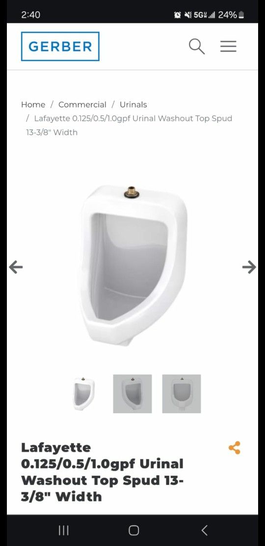Gerber Lafayette Urinals