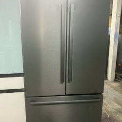Bosch 3-Door Counter-Depth Refrigerator in stunning black stainless steel. This is a high-end, modern unit that gives you the built-in look 