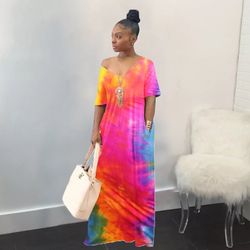 Chloé Color Block Tie Dye Dress