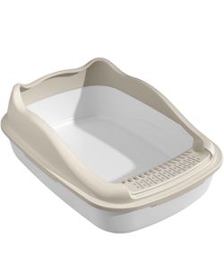 Cat Litter Box Semi-Enclosed Large Cat Litter Box Thickened Anti-Splash Cat Litter Box Removable Litter Box Easy to Clean (Color : White, Size : B)