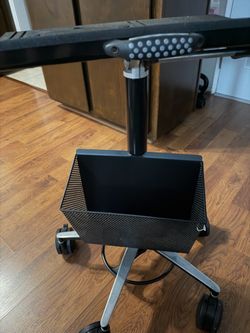 Rolling Laptop Stand Cart with Storage Basket