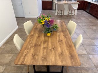 Modern 70" Wood Dining Table + 4 Chairs Set - MINT Condition