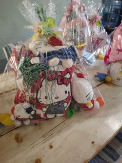 Hello Kitty Easter Bag With Plushie And Key Chain Sticker Hello Kitty Hand Bag Bag And A Small One