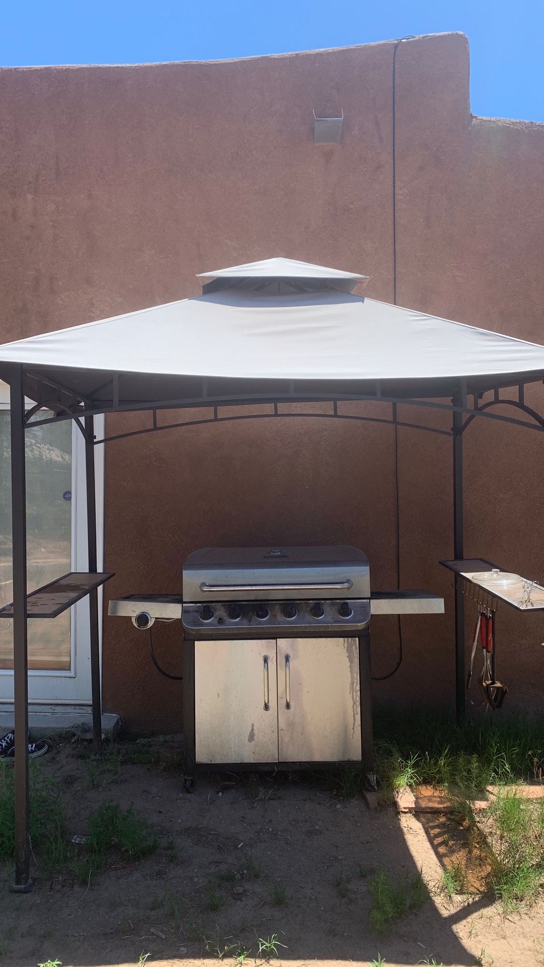 Large Charbroil propane grill and gazebo works great!!! Need gone ASAP