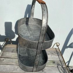 Farm House style rustic galvanized metal 2 tier server tray $18