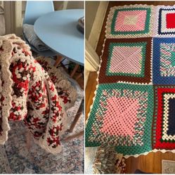 2 Large Crocheted Blankets 15 Each    