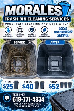 Trash bin cleaning and Sanitation
