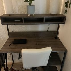 Computer Desk with Hutch and Side Shelves 