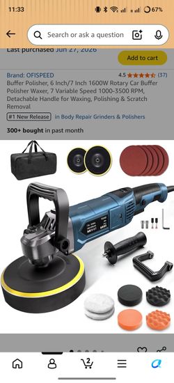 Buffer Polisher, 6 Inch/7 Inch 1600W Rotary Car Buffer Polisher Waxer, 7 Variable Speed 1000-3500 RPM, Detachable Handle for Waxing, Polishing & Scrat