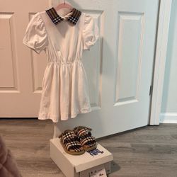 **GIRLS 4T BURBERRY DRESS & MATCHING SANDALS Sz 28***