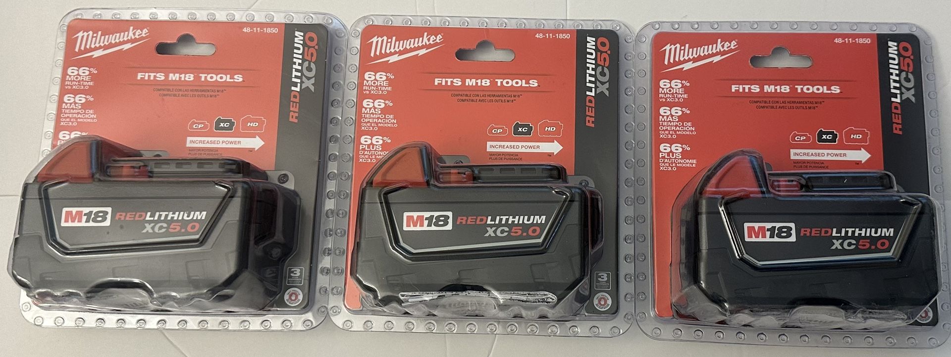 Milwaukee M18 18-Volt 5.0 Ah Lithium-Ion XC Extended Capacity Battery Pack(3)