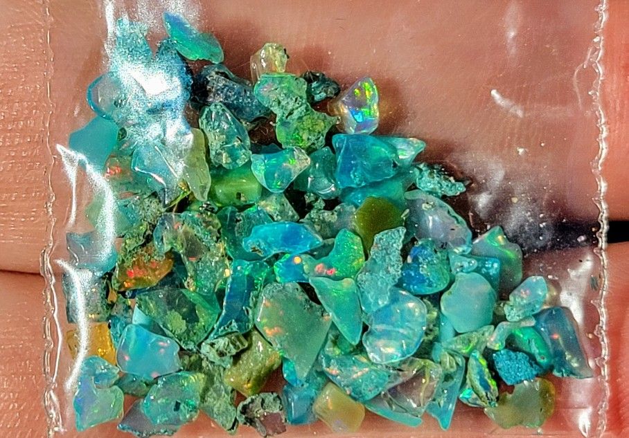 25pcs. Opal Chips Rare Light Blue Stones 2-7mm