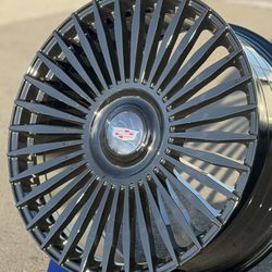 20” inch Gloss Black Flow Forged Wheels with Tires Cadillac CT6 5X120 Floating Caps
